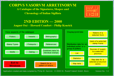 Fig. 1: User interface of the Corpus Vasorum Arretinorum database (Oxé/Comfort/Kenrick 2000) (Screenshot Frederic Auth).